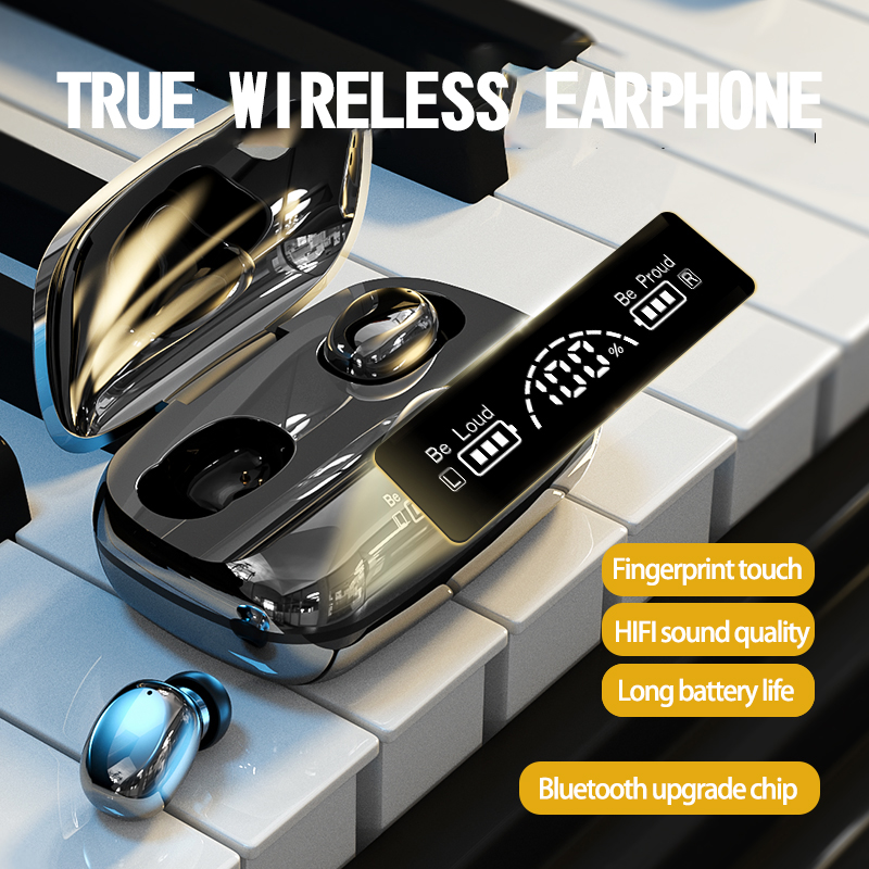 Fone de ouvido sem fio TWS Bluetooth 5.2 Fone de ouvido esportivo
